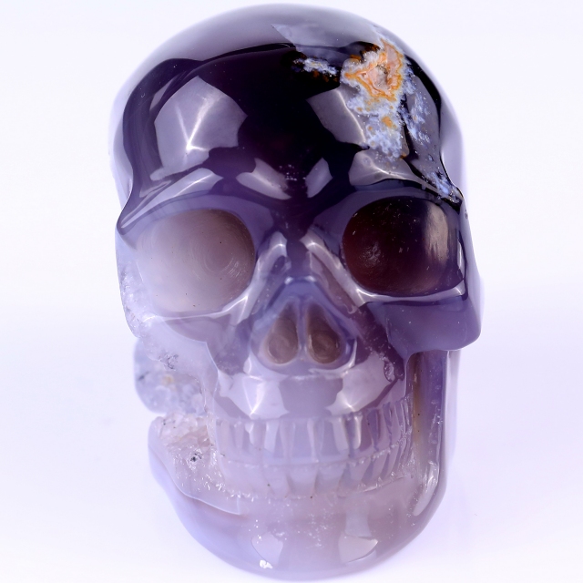 3.5" Geode Agate Hand Carved Crystal Geode Skull Sculpture
