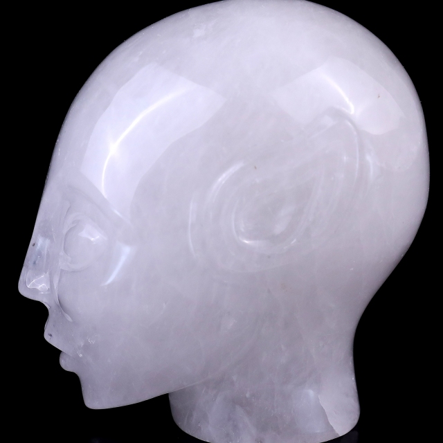 3.9" Angolan Quartz Rock Elf Alien Skull – Hand Carved Natural Crystal Healing Sculpture