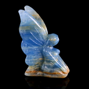 3" Blue Onyx Hand Carved Crystal Flower Faerie Sculpture