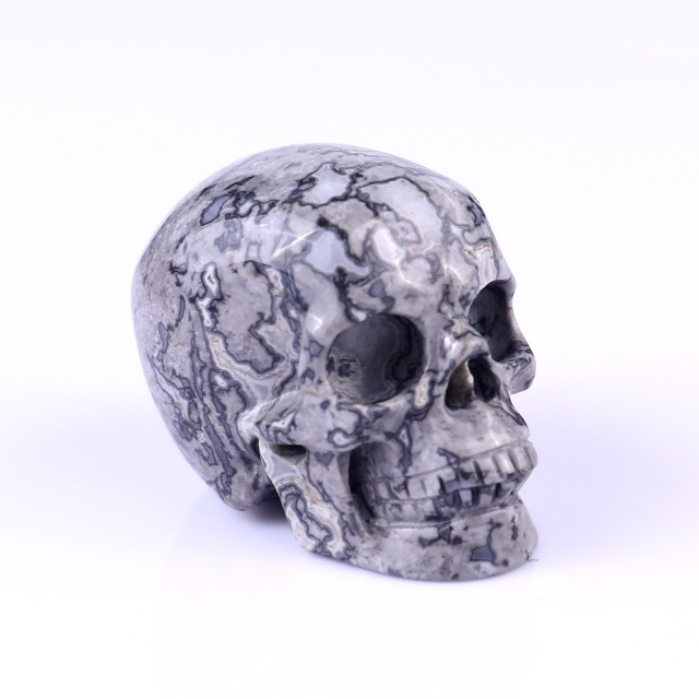 2.2" Map Jasper Hand Carved Crystal Realistic Skull Sculpture