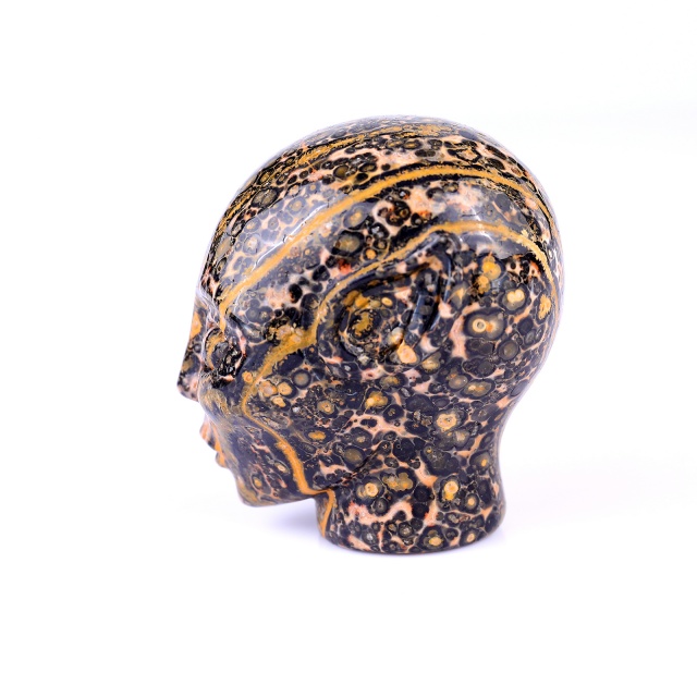 3.0" Leopard Skin Jasper Crystal Elf Alien – Hand Carved Gemstone Fine Art Sculpture for Healing