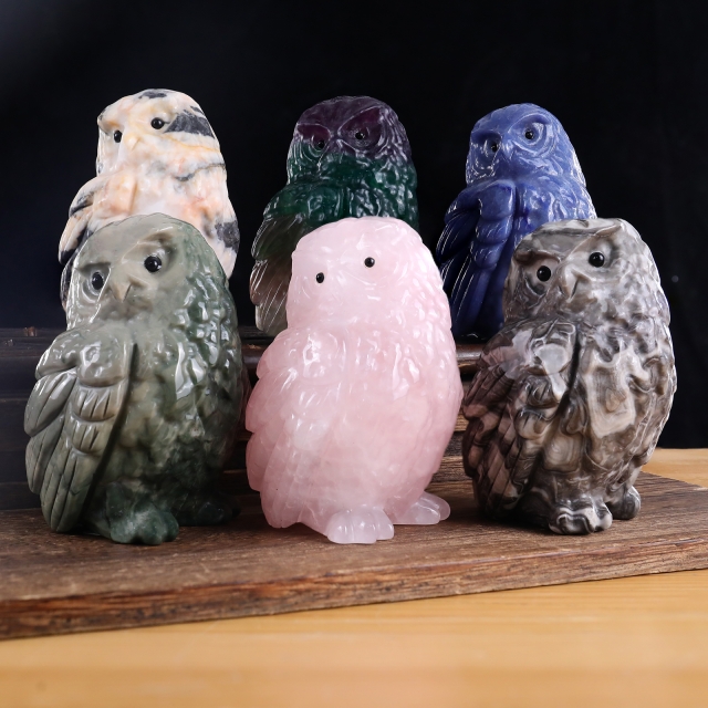 Various Jade Owl Small Carvings - Handmade Exquisite Jade Figurines for Home Decor & Collection