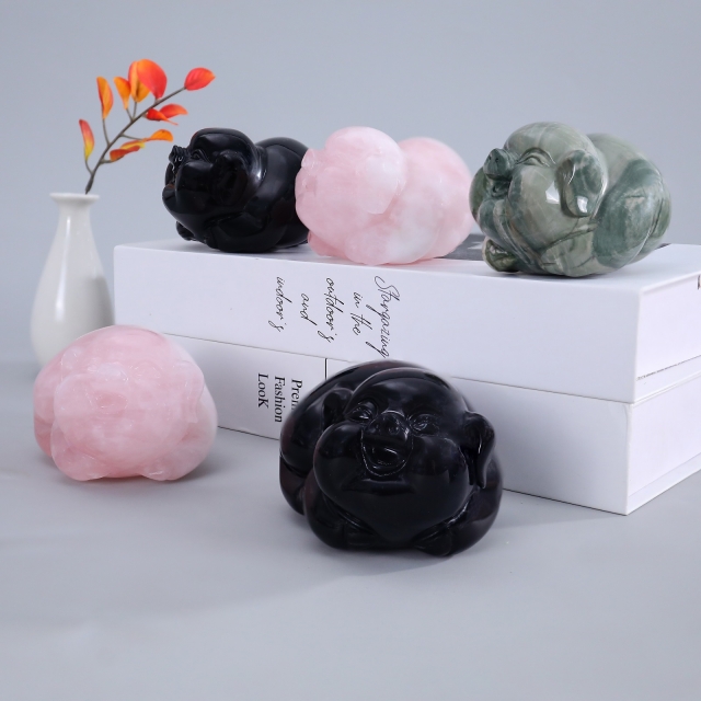 Natural Jade Handmade Lucky Pig Figurine - Feng Shui Home Decoration & Collectible