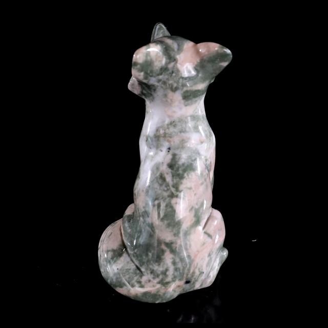 2.9" Natural Jiulong Jade Hand Carved Crystal Fox Sculpture