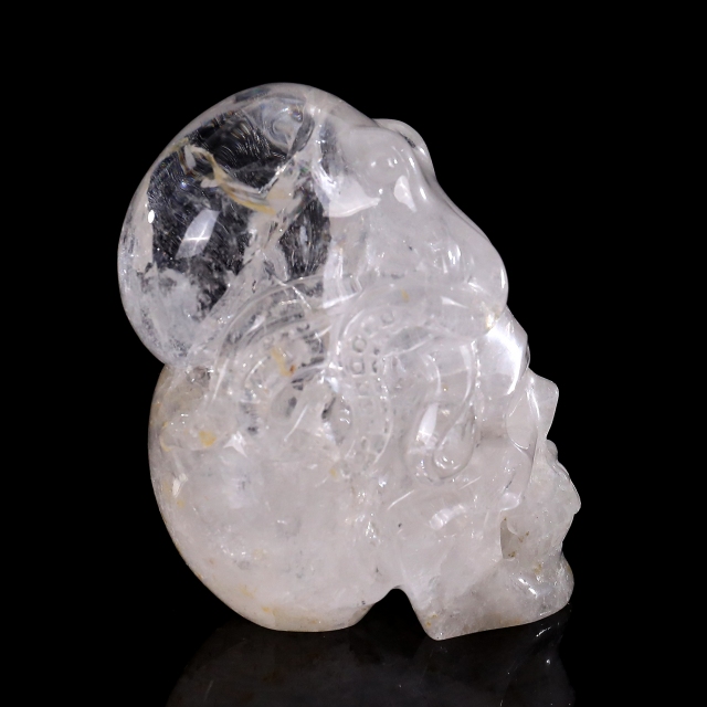 4-inch Hand Carved Clear Quartz Octopus Skull - Natural Crystal Sculpture for Luxury Display & Spiritual Energy