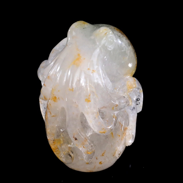 Hand-Carved 4-inch Clear Quartz Skull + Frog – Natural Gemstone Art for Curious Collectors