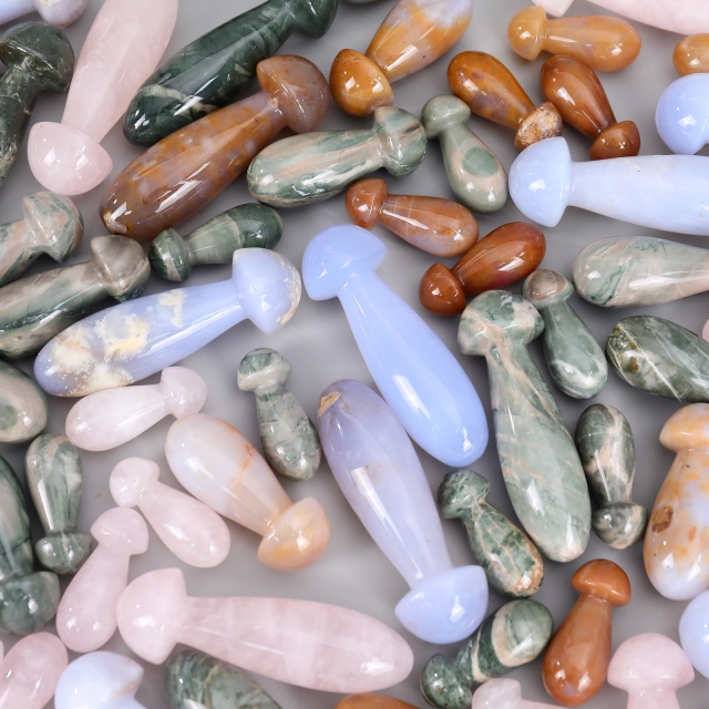 Genuine Crystal Jade Mushroom Massage Stick - Spa-Grade Tool for Neck, Back & Shoulder Tension Relief & Daily Self-Care