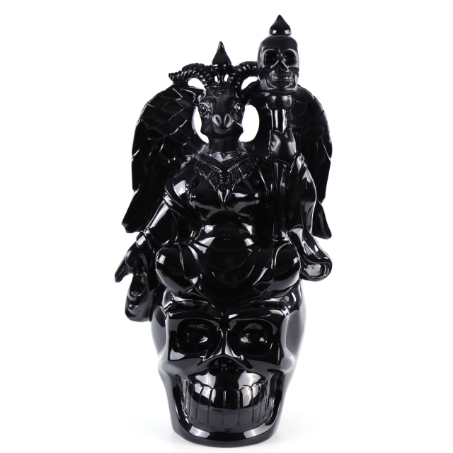 Massive 15.3" Black Obsidian Crystal Skull – Hand Carved Realistic King Sculpture