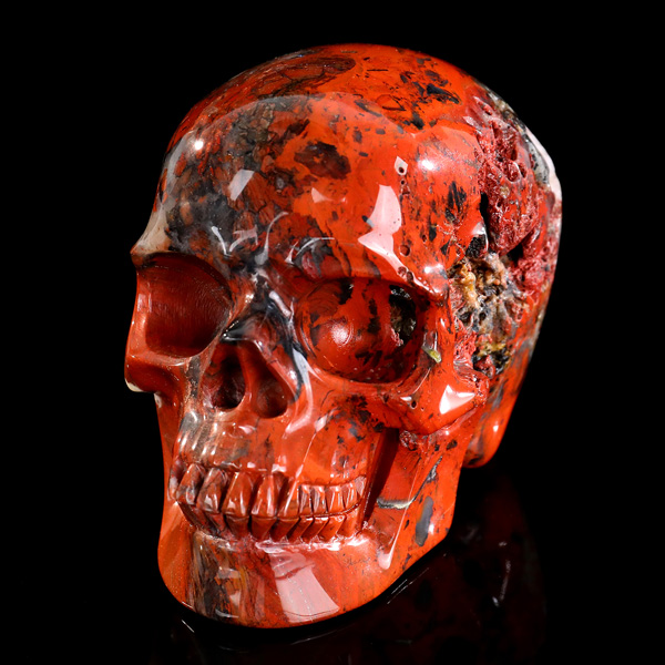 Hand-Carved Red Jasper Skull Figurine - Polished Gemstone Skull Statue for Spiritual Use & Gift