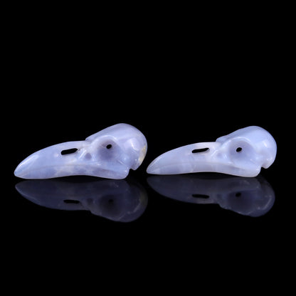 3.5" Blue Chalcedony Hand Carved Crystal Raven Skull Sculpture