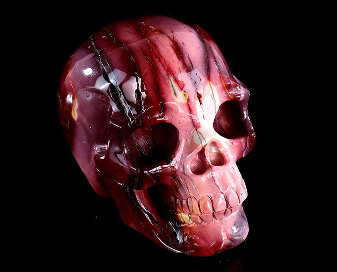 4.7" Colorful Mocha Agate Hand Carved Crystal Realistic Skull Sculpture