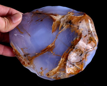 5.3" Blue Chalcedony Hand Carved Crystal Jewelry Tray Fruit Tray
