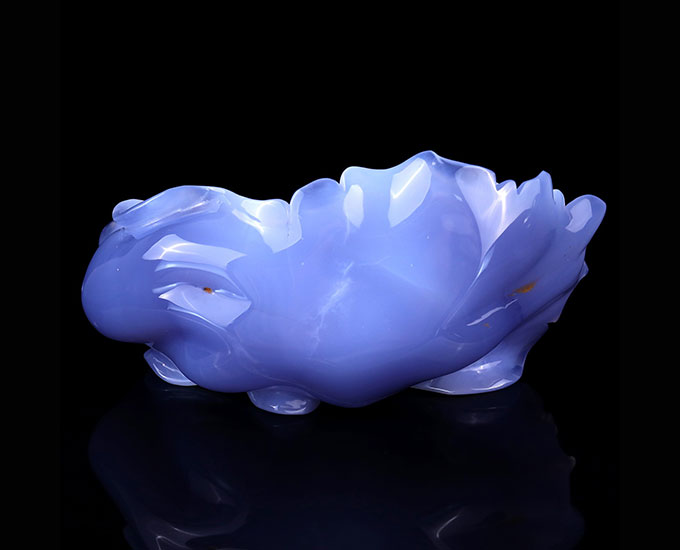 Gemstone 8.7" Blue Chalcedony Hand Carved Crystal Buddha Sculpture