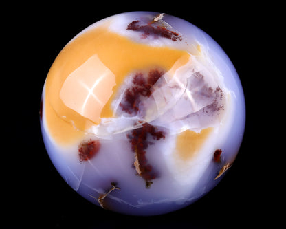 Nice 85mm Blue Chalcedony Hand Carved Crystal Sphere