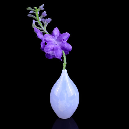 Natural Blue Chalcedony Hand Carved Crystal Vase, Incense Holder Sculpture