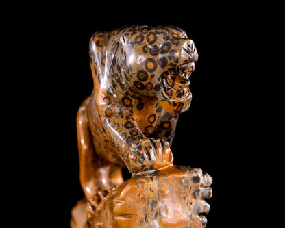 10.6" Leopard Skin Agate Hand Carved Crystal Leopard Sculpture