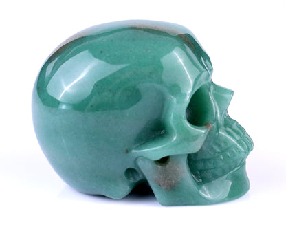 3.0" Green Aventurine Hand Carved Crystal Realistic Skull Sculpture