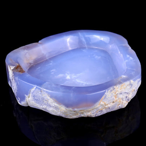5.9" Blue Chalcedony Hand Carved Crystal Ashtray Fruit Tray