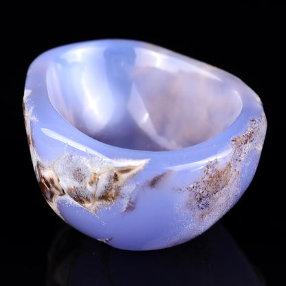 3.4" Blue Chalcedony Hand Carved Crystal Bowl