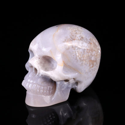 3.0" Agate Hand Carved Crystal Realistic Skull Sculpture