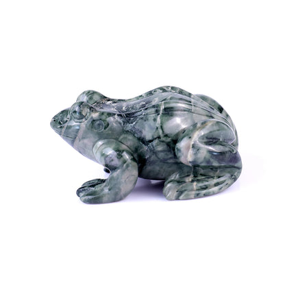 2.8" Jiulong Jade Hand Carved Crystal Frog Sculpture