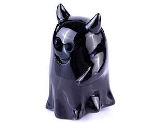 Cute 3.0" Black Obsidian Hand Carved Crystal Ghost Sculpture,Halloween Gift