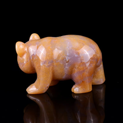 2.9" Chalcedony Hand Carved Crystal Panda Sculpture