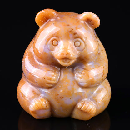 1.9" Chalcedony Hand Carved Crystal Panda Sculpture