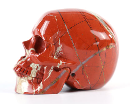 3.0" Red Jasper Hand Carved Crystal Realistic Skull Sculpture