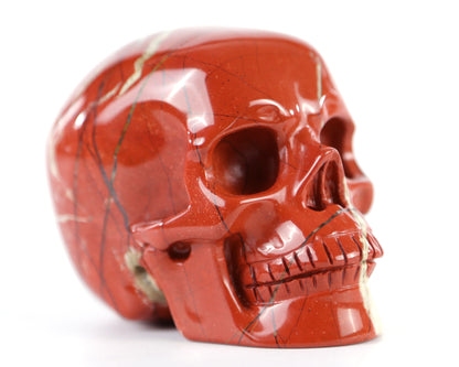 3.0" Red Jasper Hand Carved Crystal Realistic Skull Sculpture
