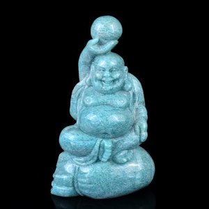 6.4" Amazonite Hand Carved Crystal Buddha Sculpture