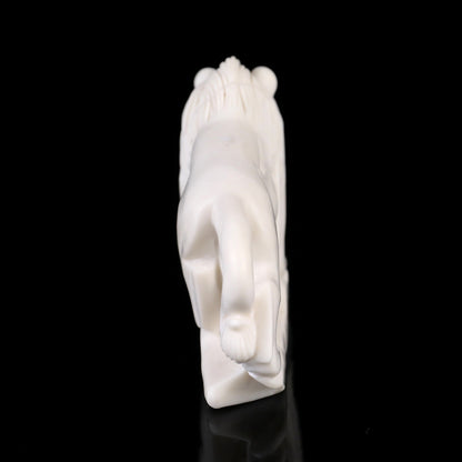 4.3" White Jade Hand Carved Crystal Lion Sculpture