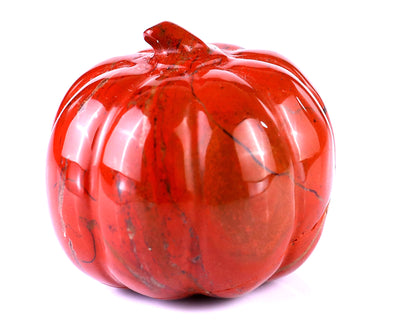 2.2” Natural Red Jasper Hand Carved Crystal Pumpkin Sculpture, Halloween Gift