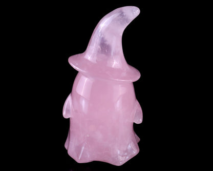 3.6” Natural Rose Quartz Hand Carved Crystal Wizard Ghost Sculpture, Halloween Gift