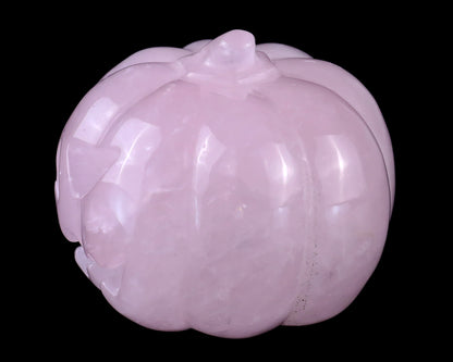 2.6” Natural Rose Quartz Hand Carved Crystal Pumpkin Sculpture, Halloween Gift