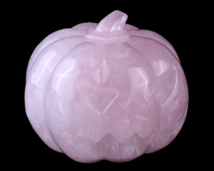 2.6” Natural Rose Quartz Hand Carved Crystal Pumpkin Sculpture, Halloween Gift