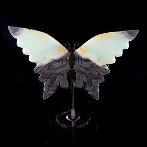 3.9" Amazonite Hand Carved Crystal Butterfly Wings Sculpture