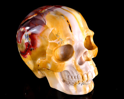 5.0" Colorful Mocha Agate Hand Carved Crystal Realistic Skull Sculpture