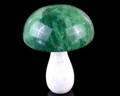 80mm Fluorite Hand Carved Crystal Mushroom Sculpture