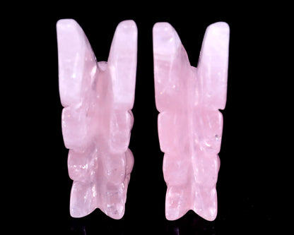 3.0" Rose Quartz Hand Carved Crystal Flower Faerie Sculpture