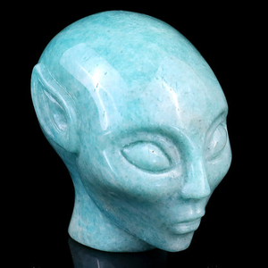 2.9" Amazonite Hand Carved Crystal Elf Alien Sculpture