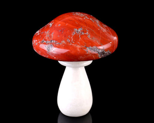 70mm Red Jasper Hand Carved Crystal Mushroom Sculpture