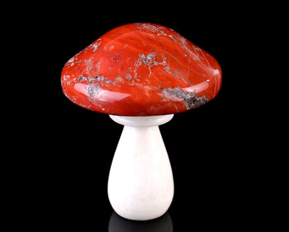 70mm Red Jasper Hand Carved Crystal Mushroom Sculpture
