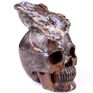 Unique 6.4" Opal Hand Carved Crystal Realistic Skull Sculpture