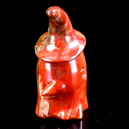 3.6” Natural Red Jasper Hand Carved Crystal Wizard Ghost Sculpture, Halloween Gift