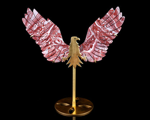 5.0" Rainbow Stone Hand Carved Crystal Eagle Wings Sculpture