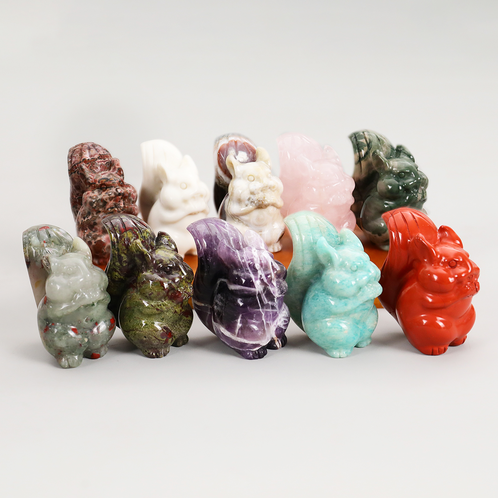 Crystal Carved Small Animal Carving Squirrel Sculpture,Gemstone Squirrel Decor