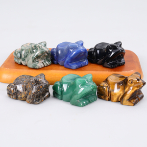 Mixed Crystal Carved Small Animal Carving Frog Sculpture for Gift