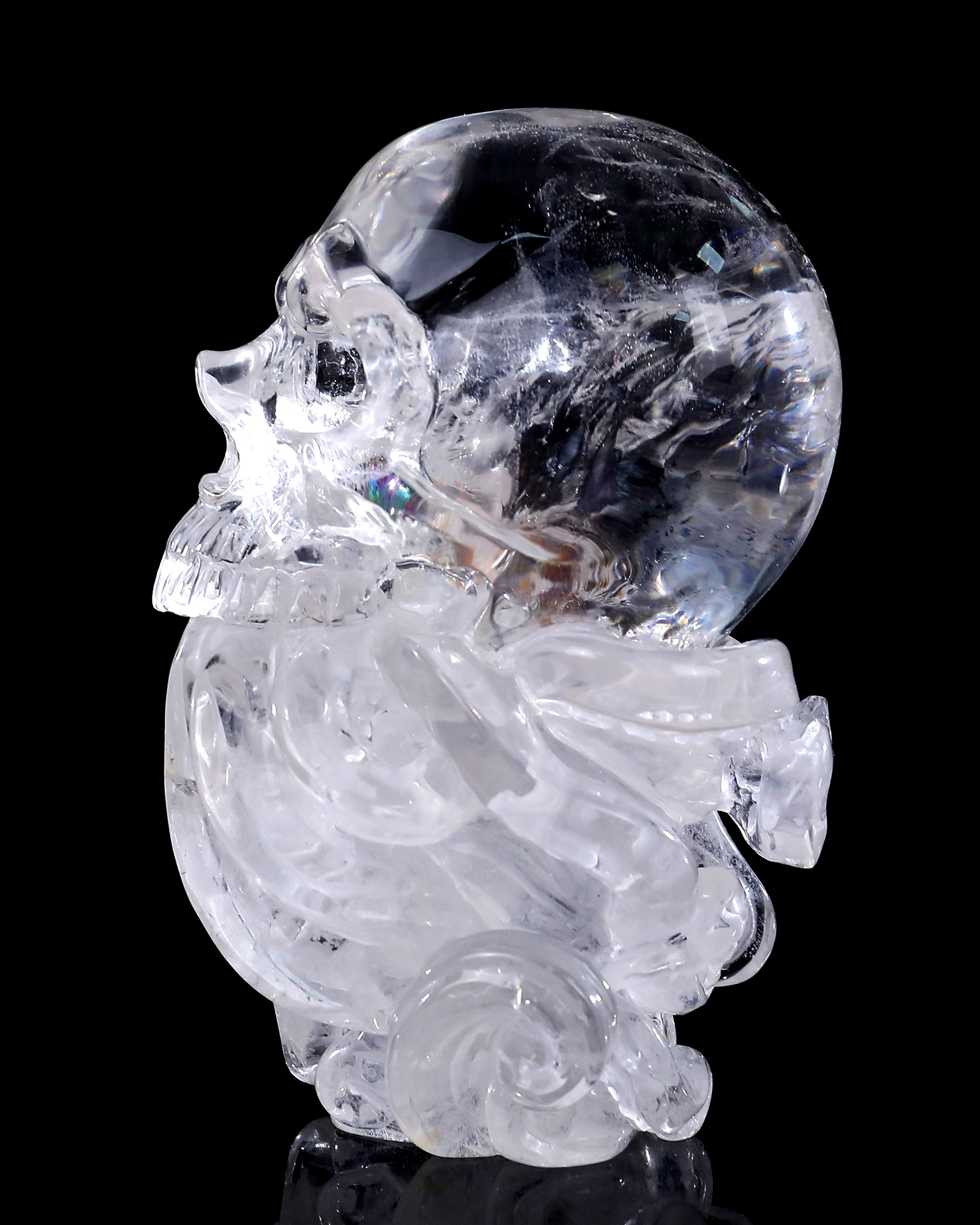 5-inch Clear Quartz Skull with Octopus – Artisanal Crystal Fusion of Mystique & Nature's Precision