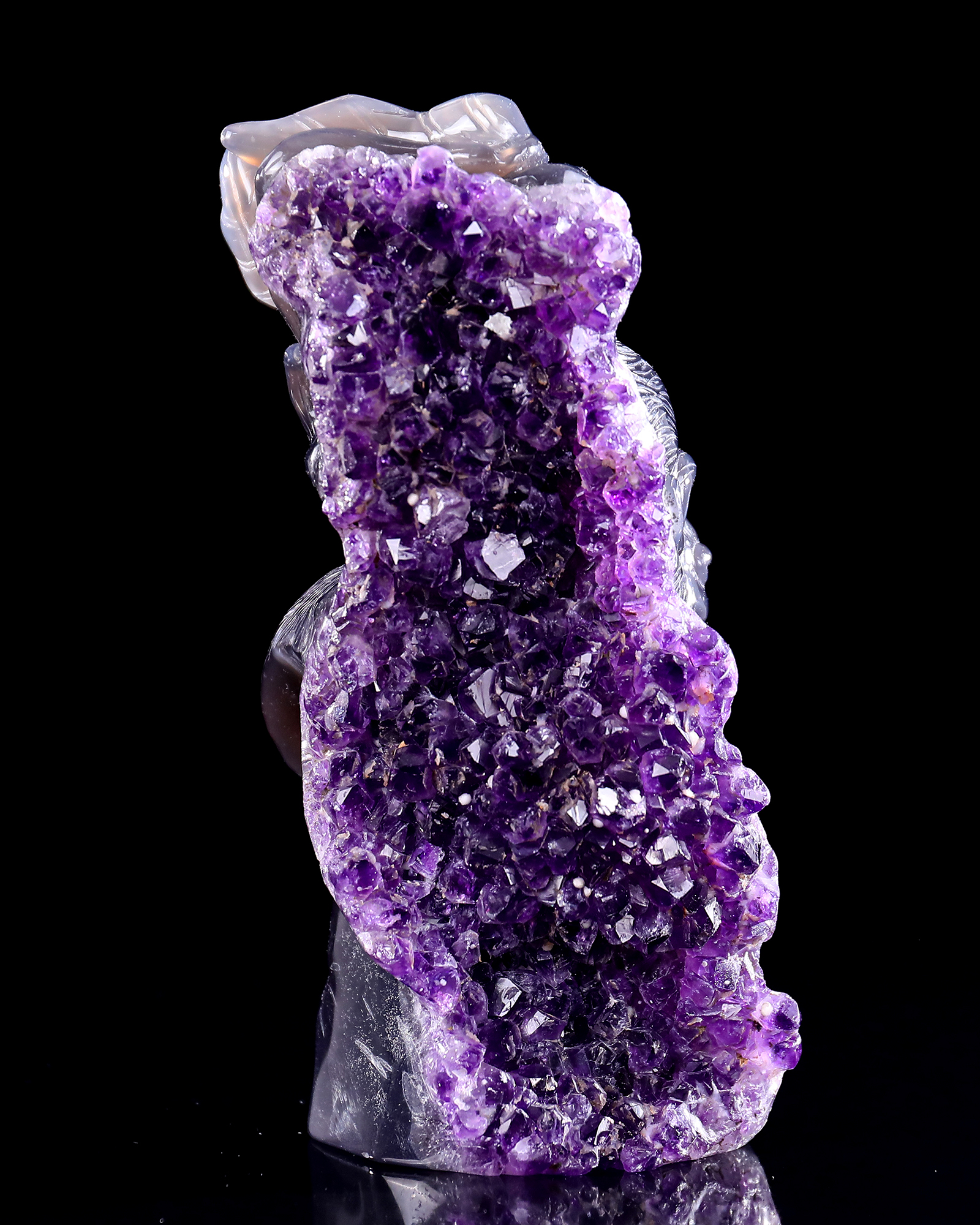 7.7 Inch Amethyst Cluster Gorilla Sculpture - Hand-Carved Crystal Figurine with Lifelike Design 